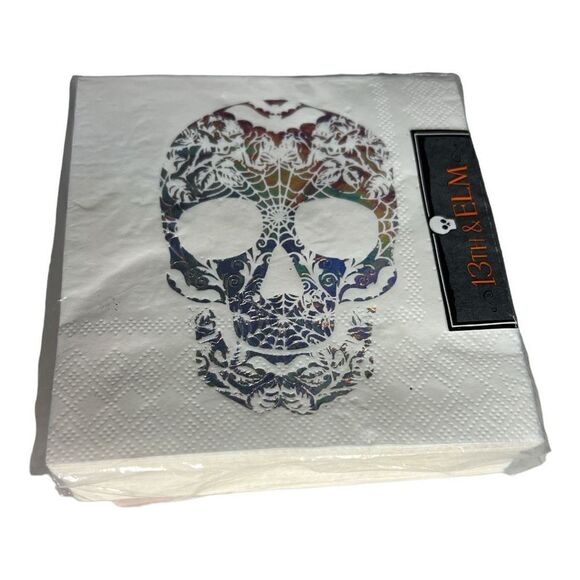 Sugar skull metallic sugar skull 3ply set of 40 cocktail napkins - Picture 1 of 2